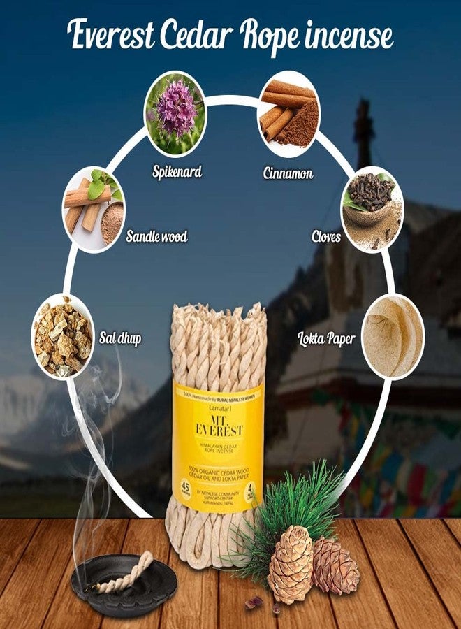 Lamatar1 Rope Incense Burner with Himalayan Cedar Rope Incense 45 Pcs - 4 inch Long Each - Image 5